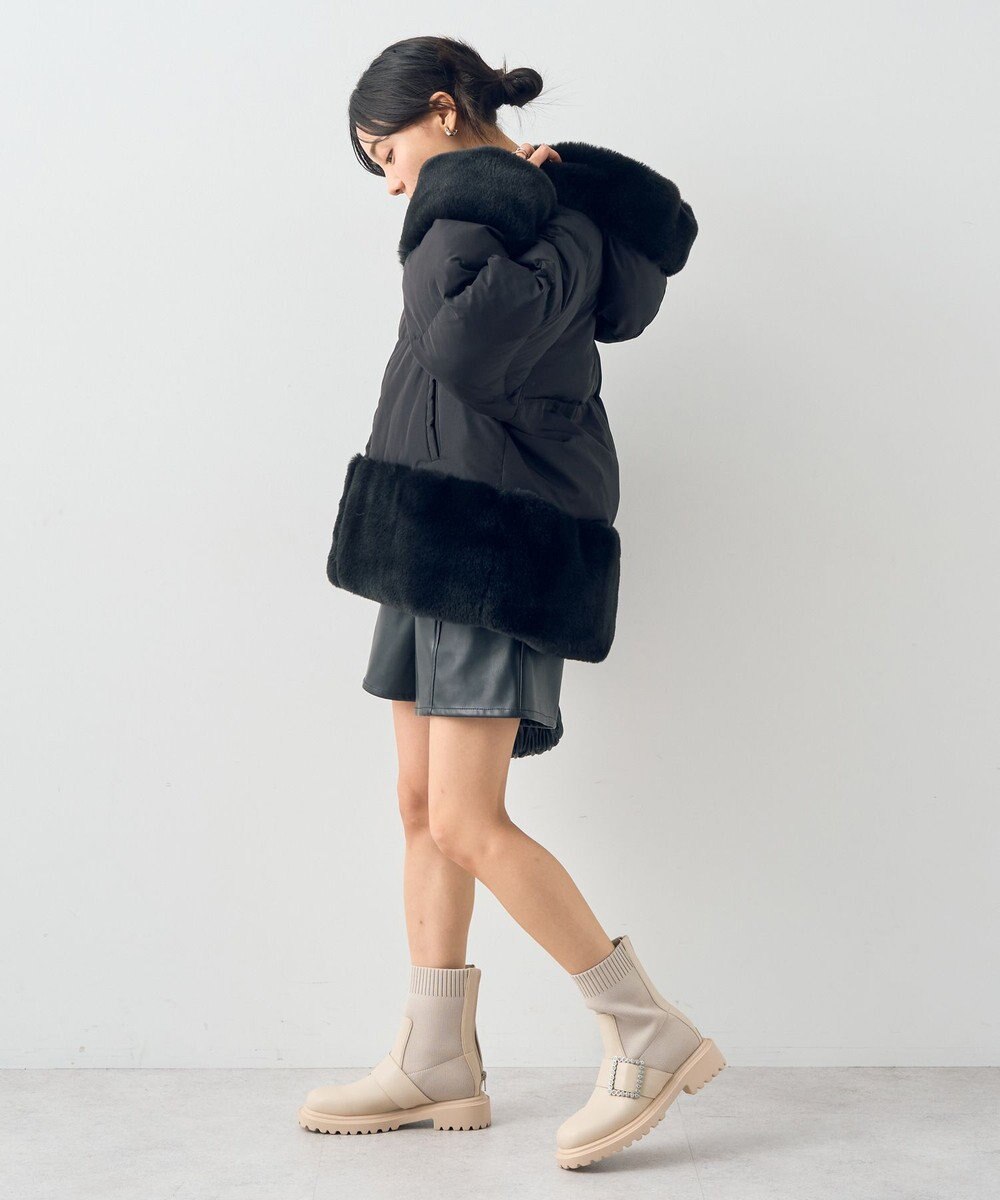 earth music&ecology フードファー中綿ショートコート 