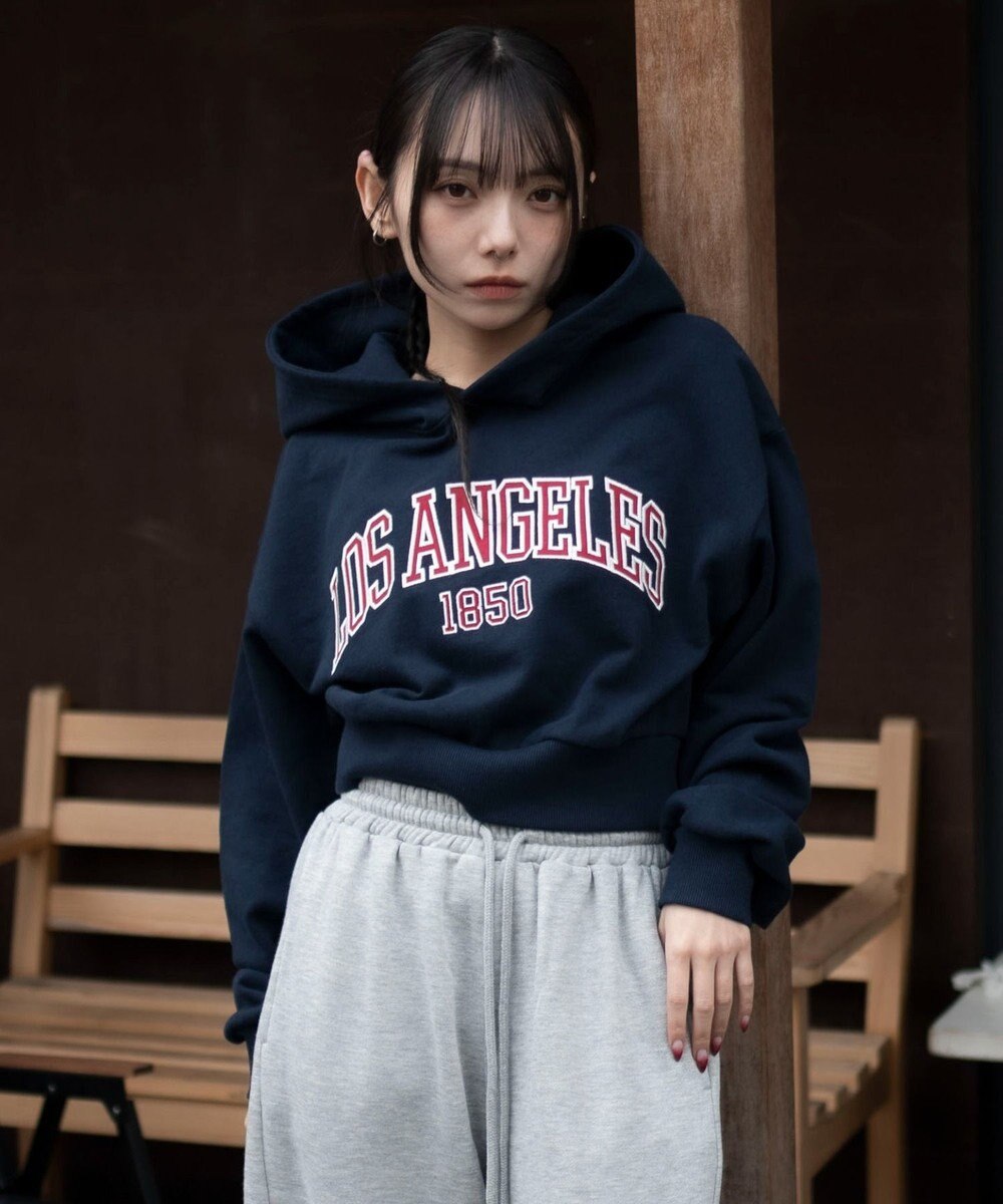 WEGO グラフィックショートプルパーカー 