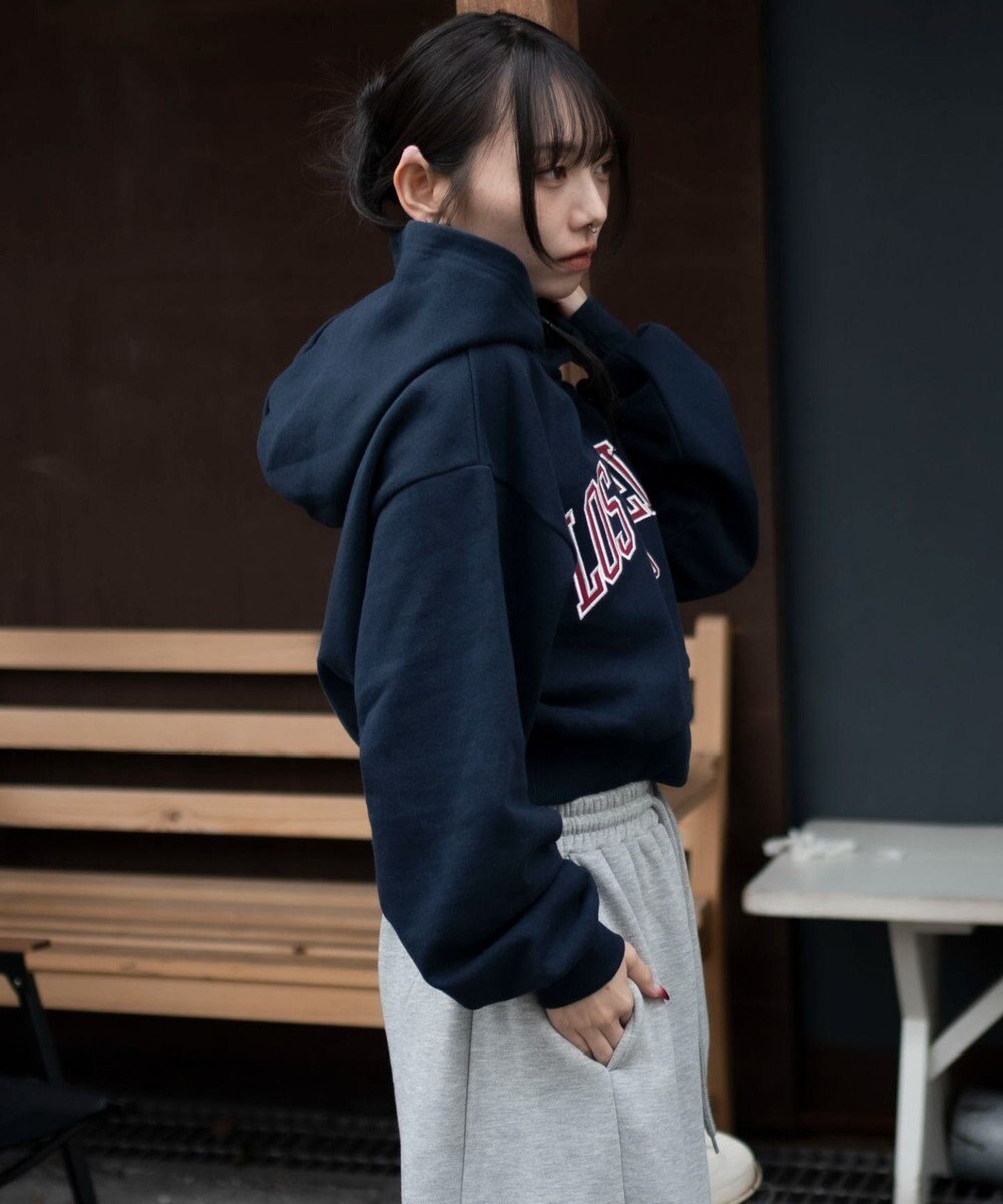 WEGO グラフィックショートプルパーカー 