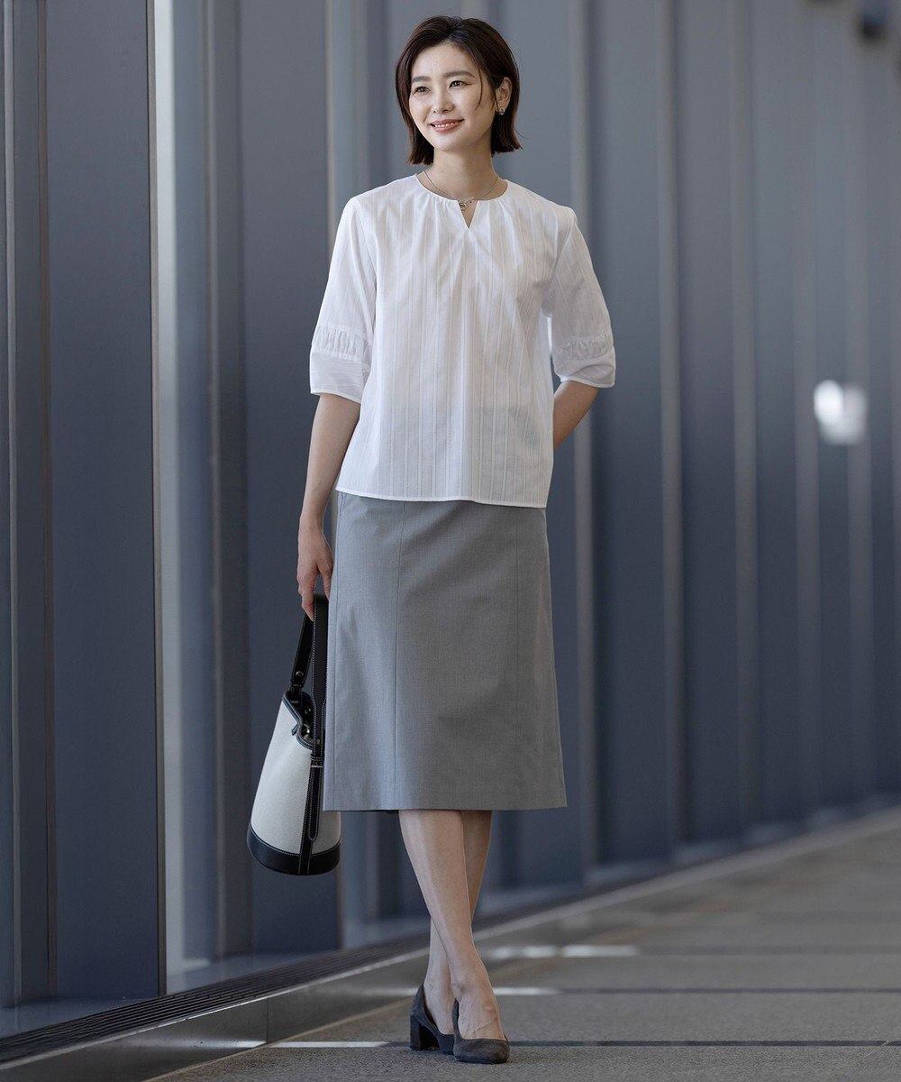 J.PRESS LADIES 【セットアップ対応・洗える・撥水】コットンFITTY スカート 