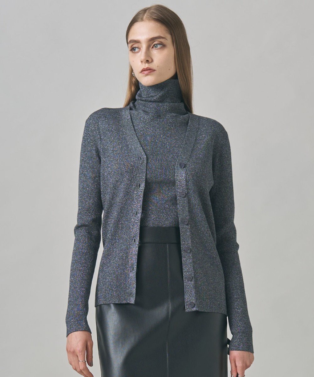 ICB L 【洗える】 エクストラファインメリノリブ Vネックカーディガン 