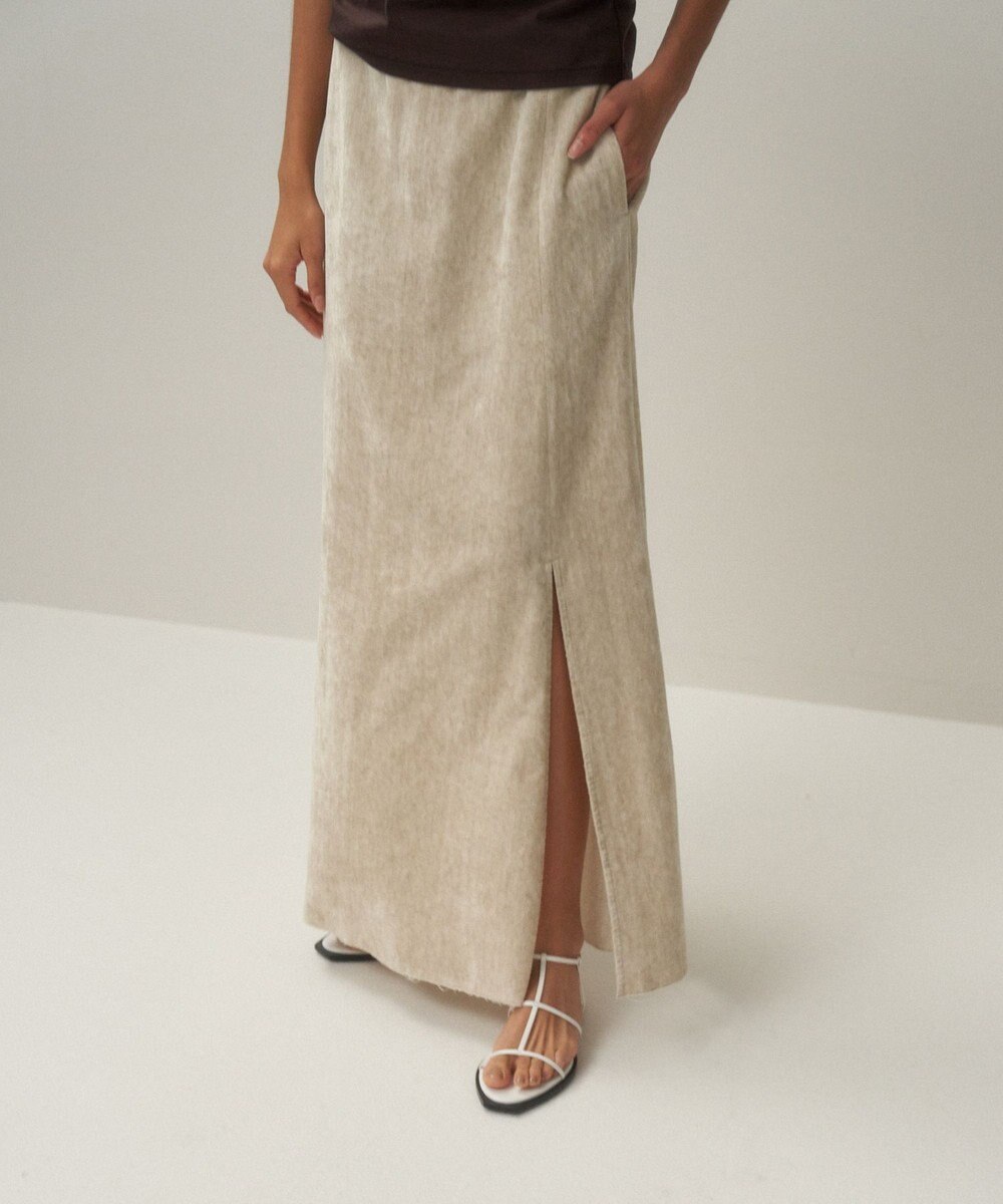 ATON LINEN VELVET | サイドスリットスカート 