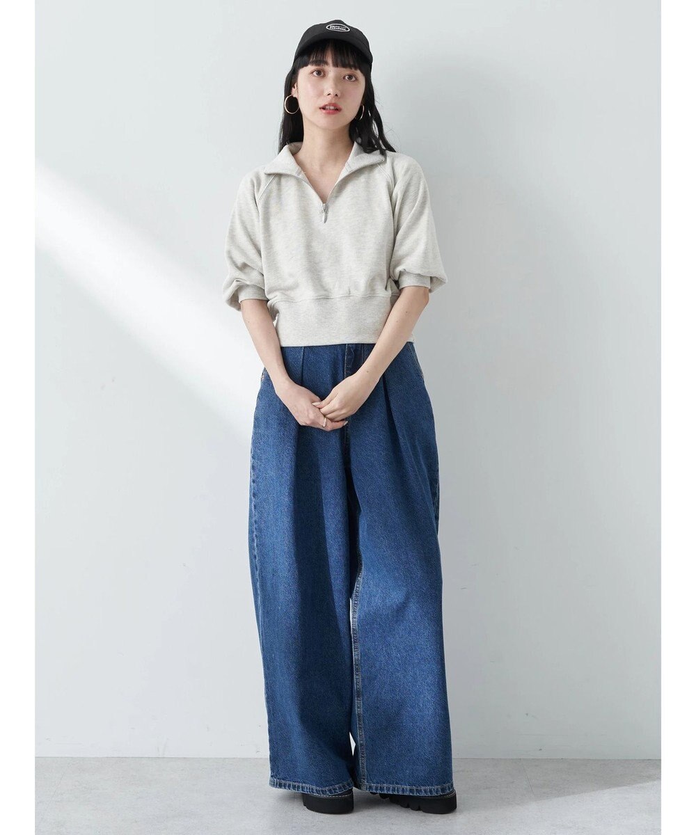 earth music&ecology ハーフジップショートプルオーバー 