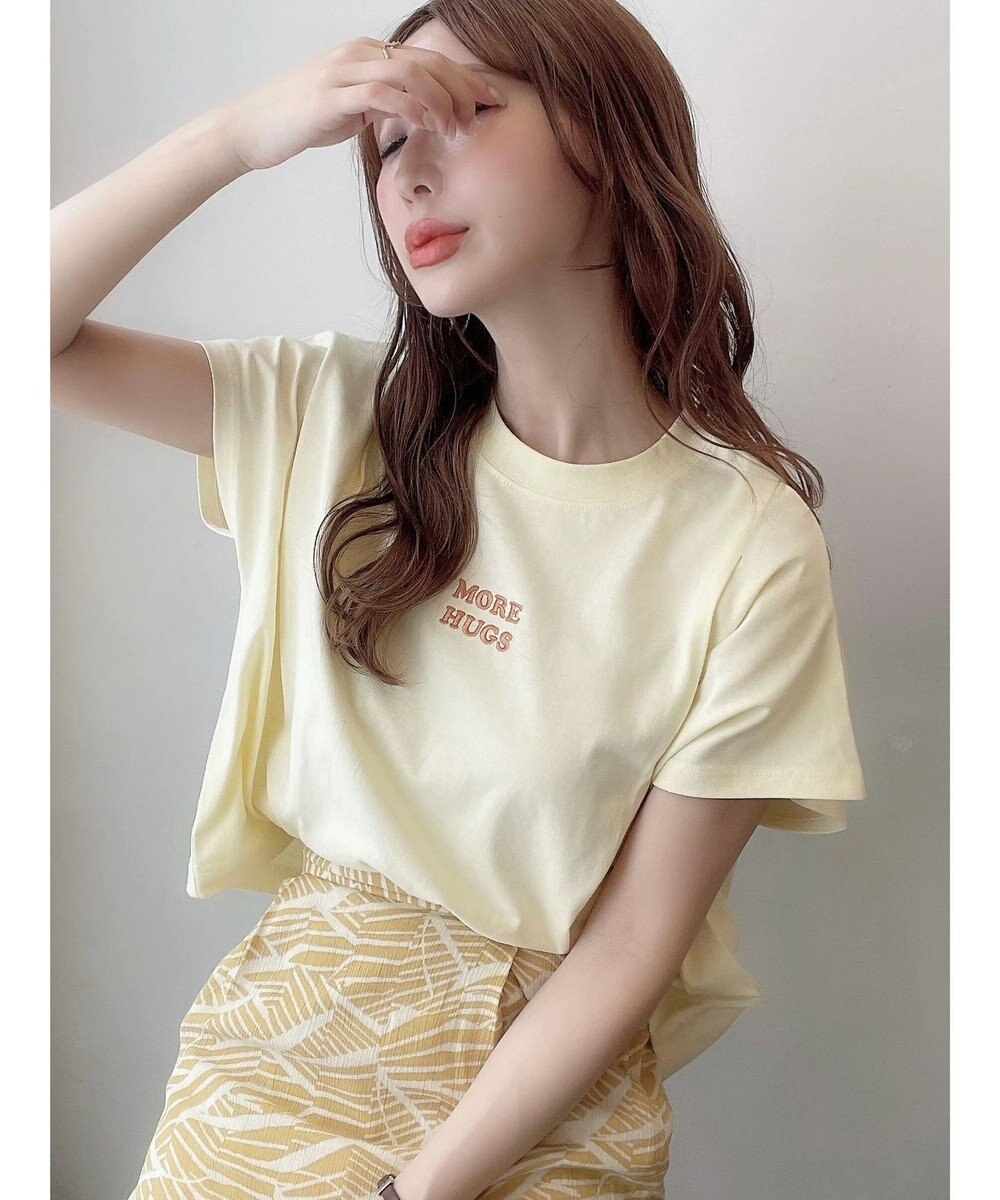 Green Parks ワンポイント刺繍タックＴシャツ Yellow