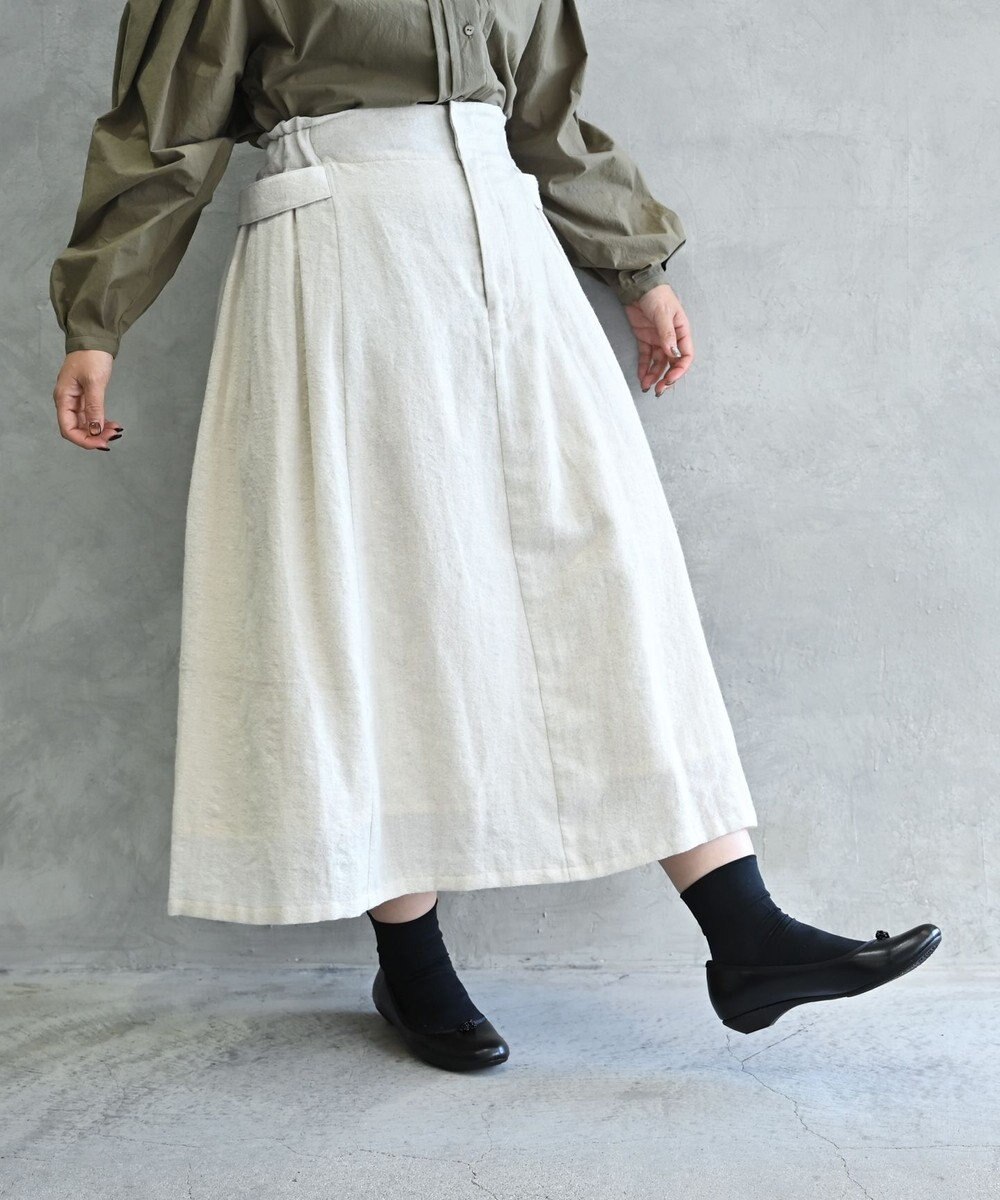 muuc 〈軽やかな尾州産リネンウール〉スカート  　ロングシーズン 秋冬春 後ろウエストゴム有り セットアップ可能 裏地有り 