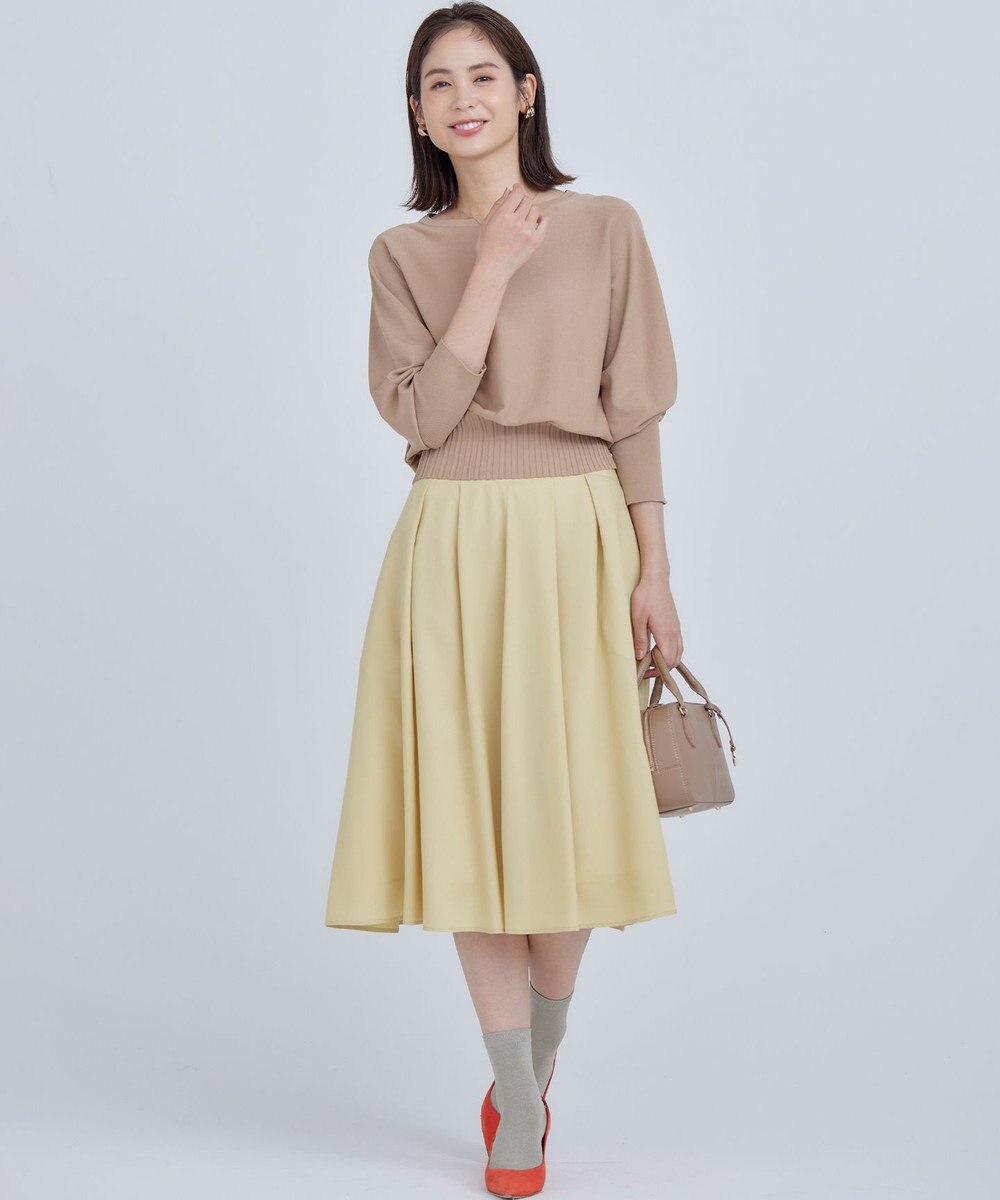 組曲 タックフレアカラースカート 
