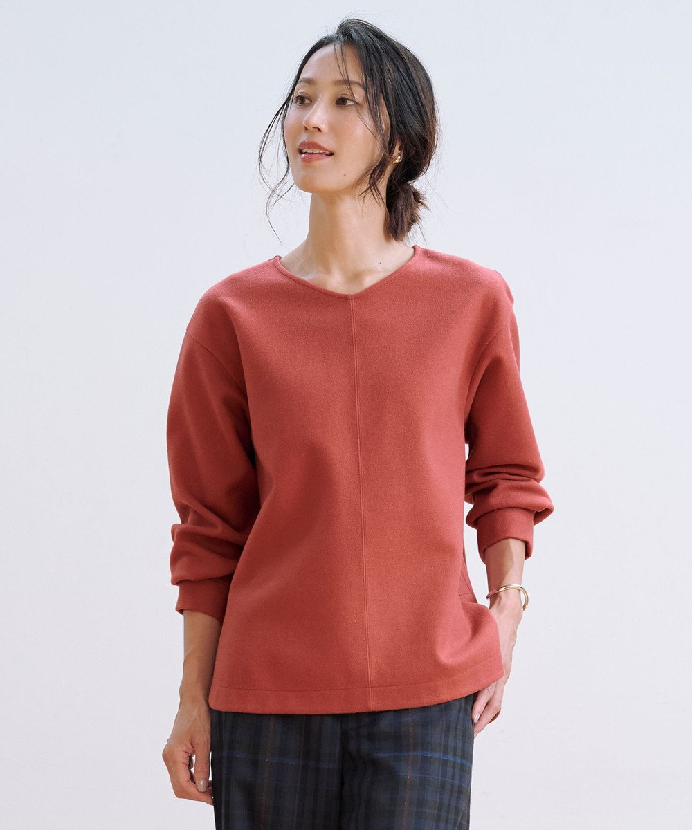 J.PRESS LADIES メルトンジャージー Vネック カットソー 