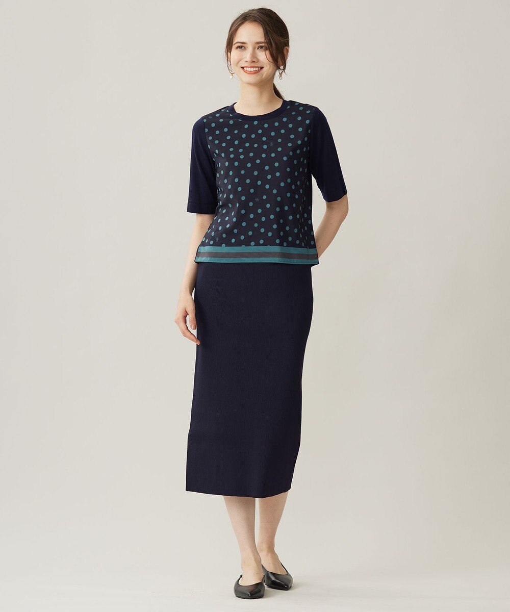 自由区 【アンサンブル対応・洗える】ポルカドットプリント プルオーバー 