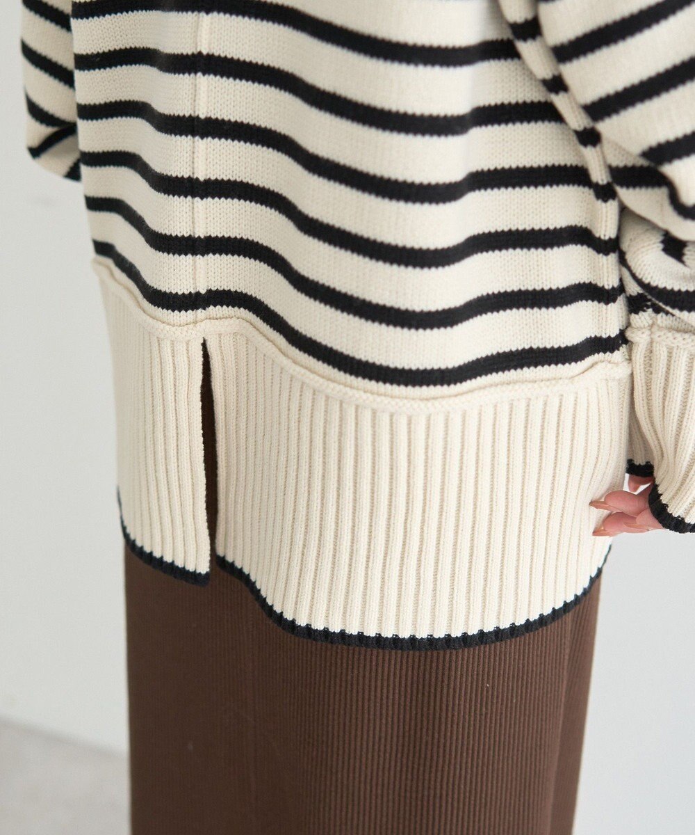 earth music&ecology 【毛玉防止 / 洗濯機洗い可】アンチピリングモックネックバックスリットニット 