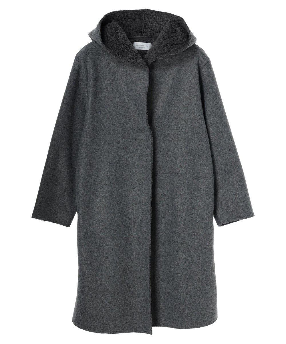 Green Parks フード付き裏ボアロングコーディガン 