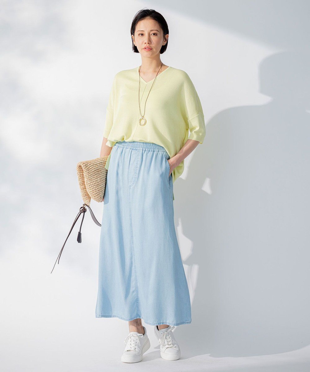 自由区 L 【セット可/洗える】テンセルデニム ロングスカート 