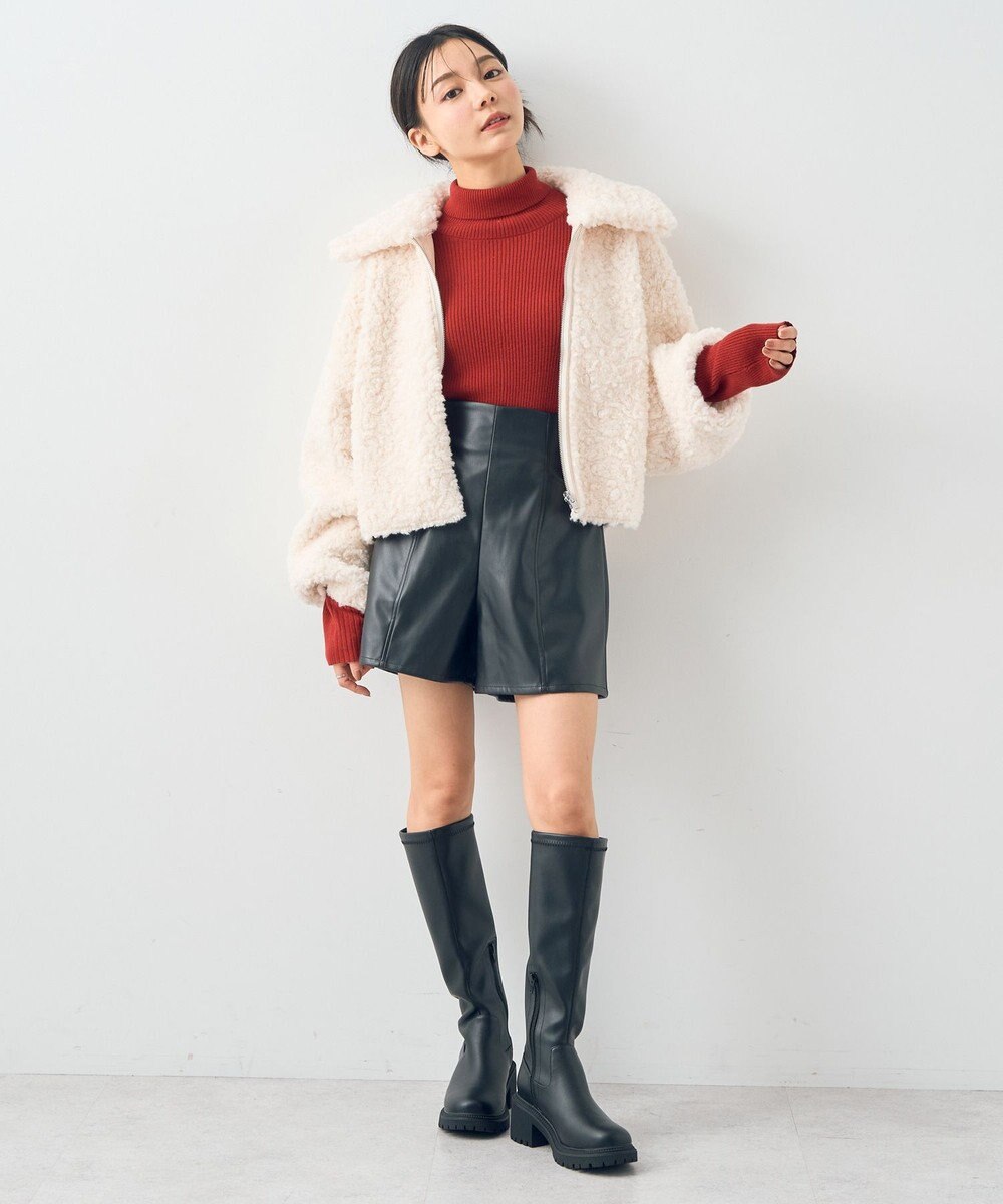 earth music&ecology リバーシブルフェイクムートンショートブルゾン 