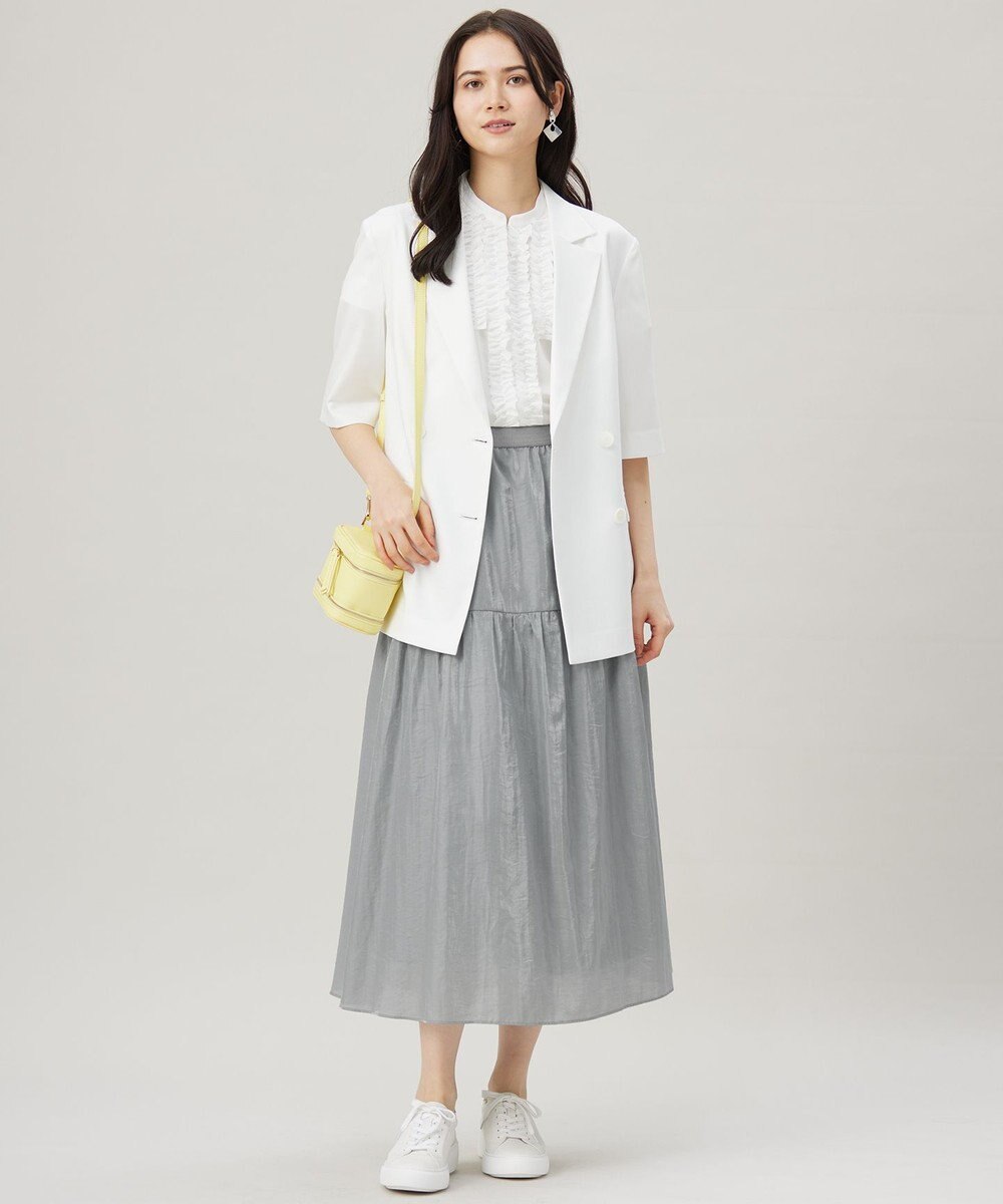 自由区 【洗える】ソフトリネンフリルディティール ブラウス 