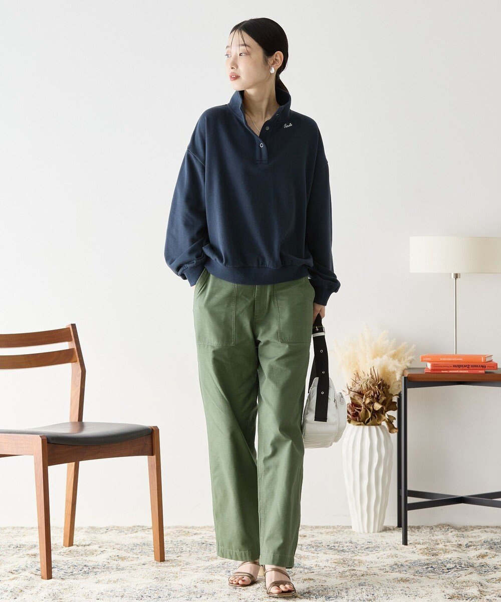 AMERICAN HOLIC 襟付き刺繍入りミニ裏毛プルオーバー 