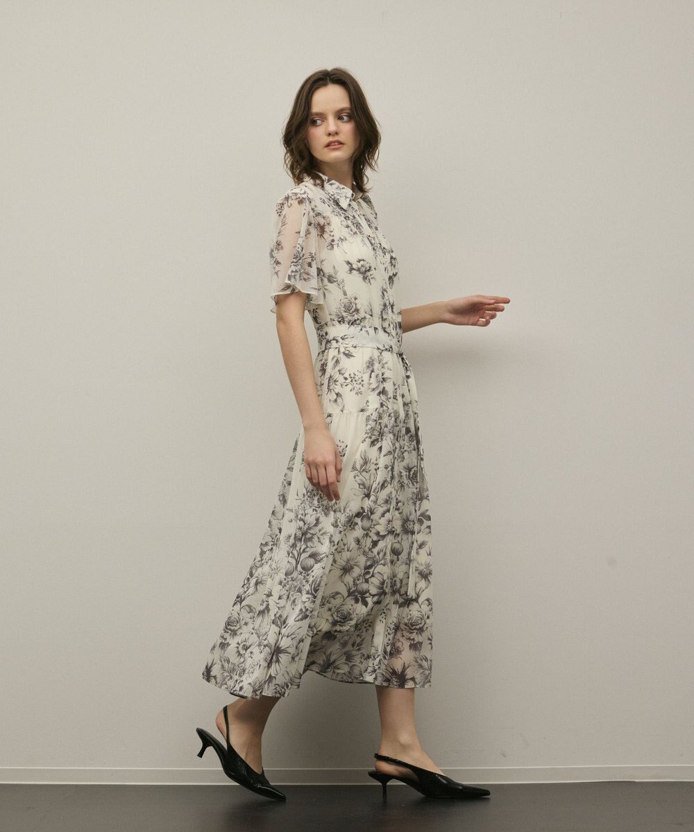 GRACE CONTINENTAL フラワープリントシャツフレアワンピース 