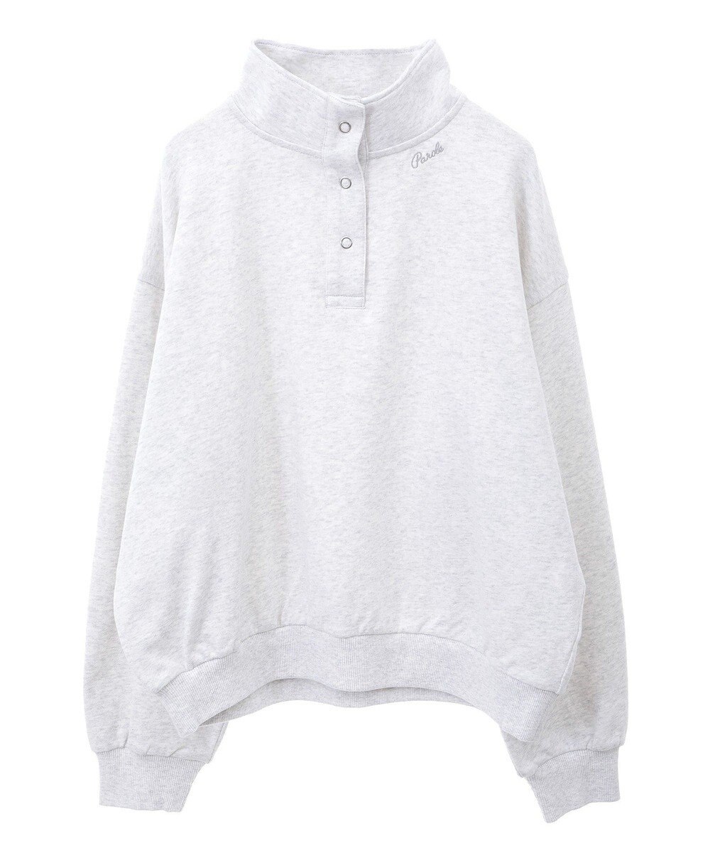 AMERICAN HOLIC 襟付き刺繍入りミニ裏毛プルオーバー 