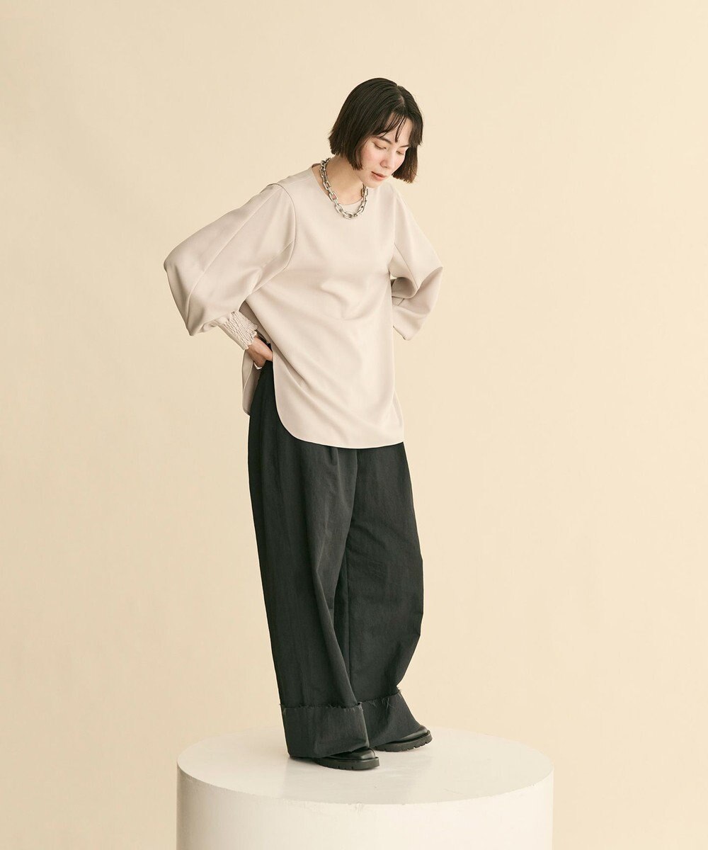 #Newans 【洗濯機可】シャーリングカフスパウダリーブラウス 