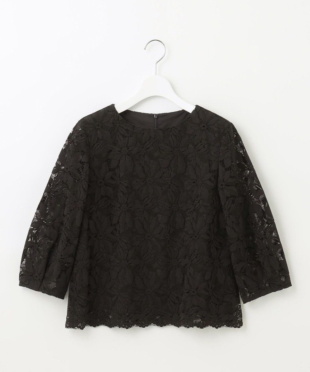 自由区 【XSサイズ～/洗える/セット可】フラワーコードレース ペプラムブラウス 
