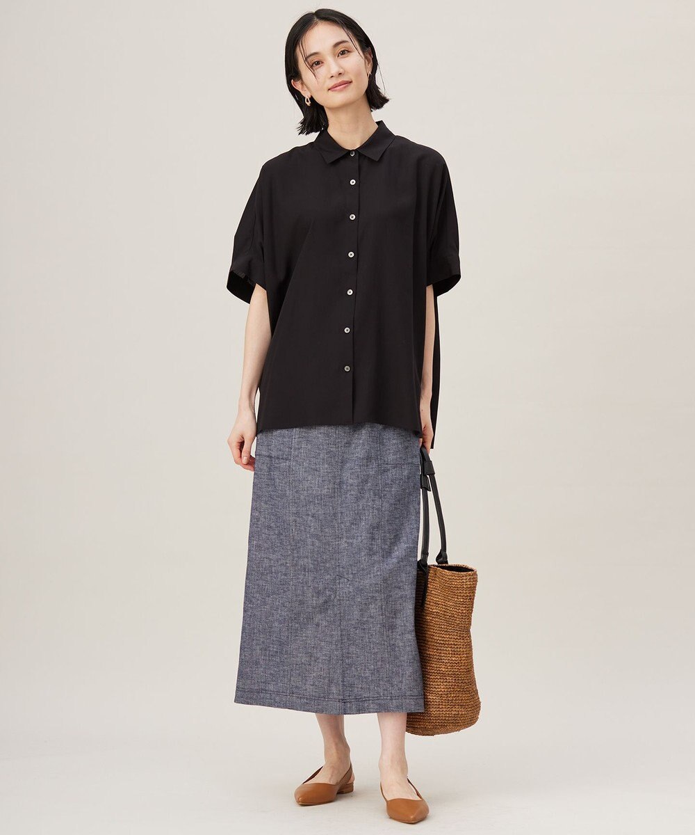 自由区 S 【接触冷感・UVケア・抗菌防臭・洗える】リヨセルポプリン ブラウス 