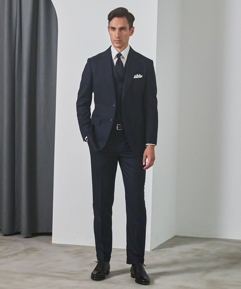 GOTAIRIKU シワになりにくい【御幸毛織/みゆきけおり】Superior160s 3ピーススーツ（ネイビー） 