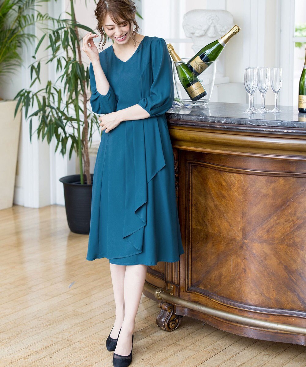 Tiaclasse L 【洗える】大人の洗練ドレープワンピース 