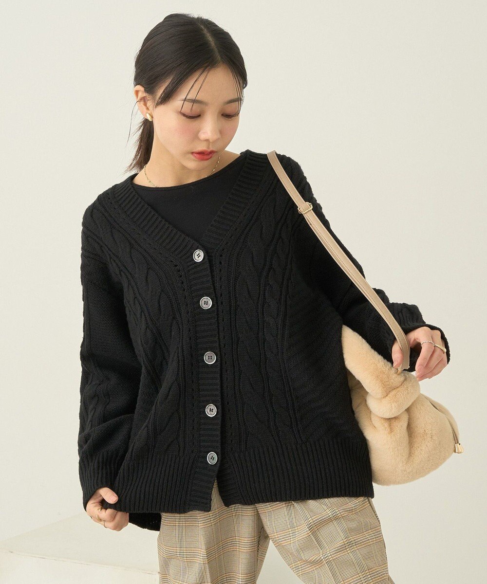 earth music&ecology アンチピリングケーブルカーディガン 
