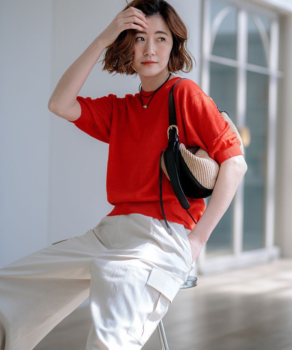 23区 VIOLAd'ORO ラフィアシート レザーコンビ ワンハンドルバッグ 