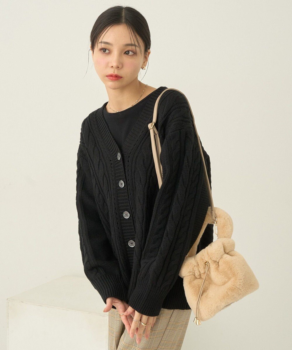 earth music&ecology アンチピリングケーブルカーディガン 