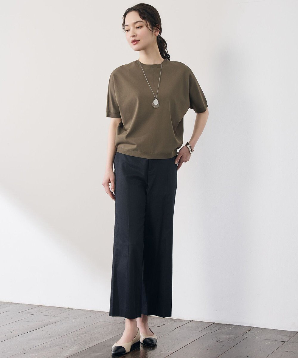 自由区 【前後着用可能】クレープストレッチドルマンスリーブ ニット 