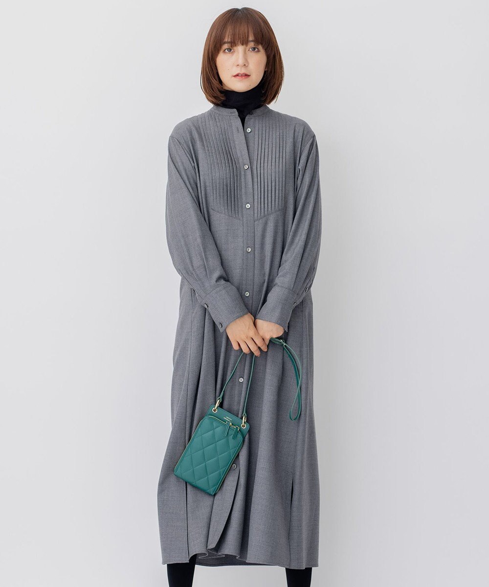 23区 L 【CLASSY.コラボ/洗える】ウールストレッチツイル ピンタック ワンピース 