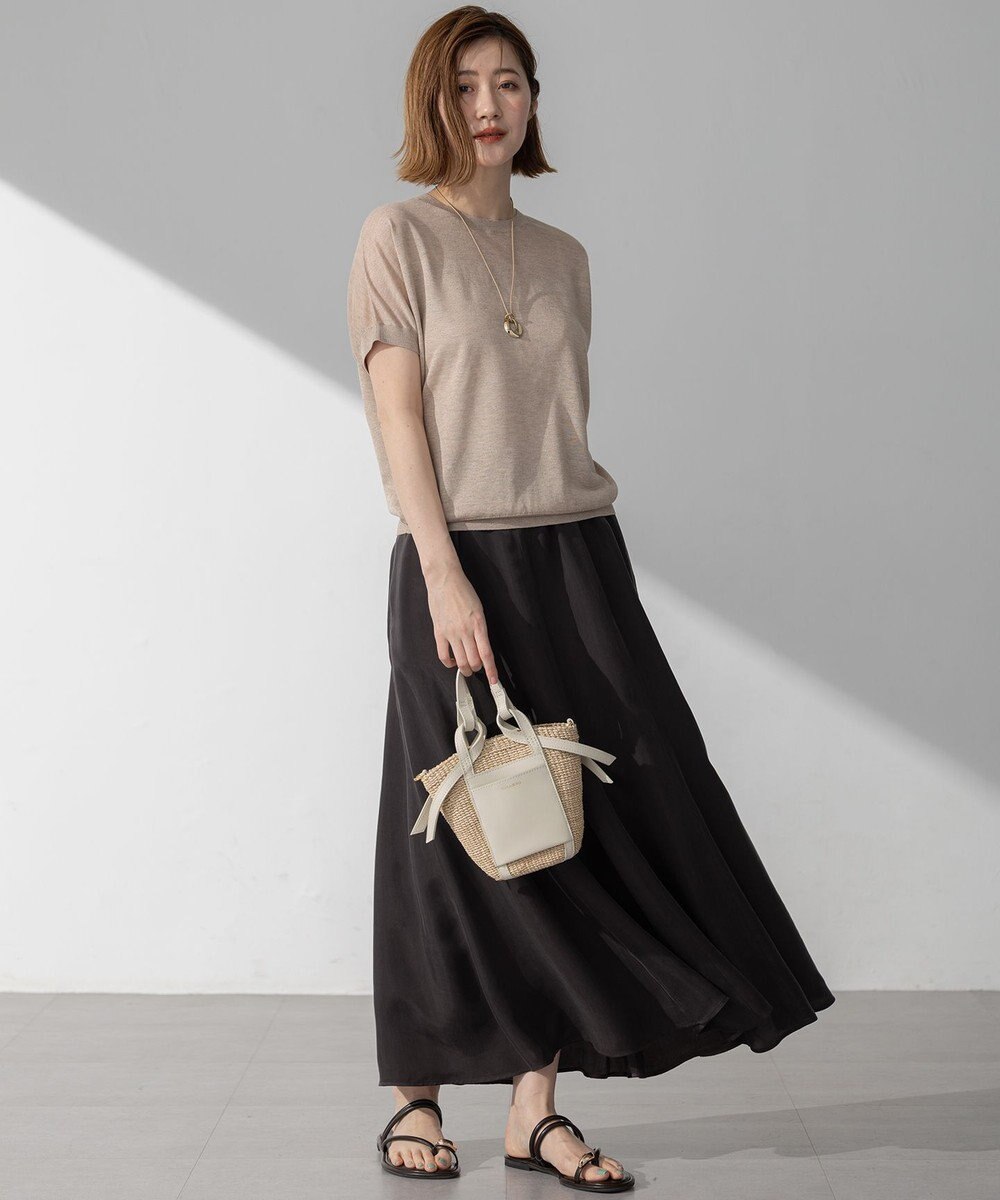 23区 【接触冷感/洗える】フィブリルツイル ギャザー スカート 