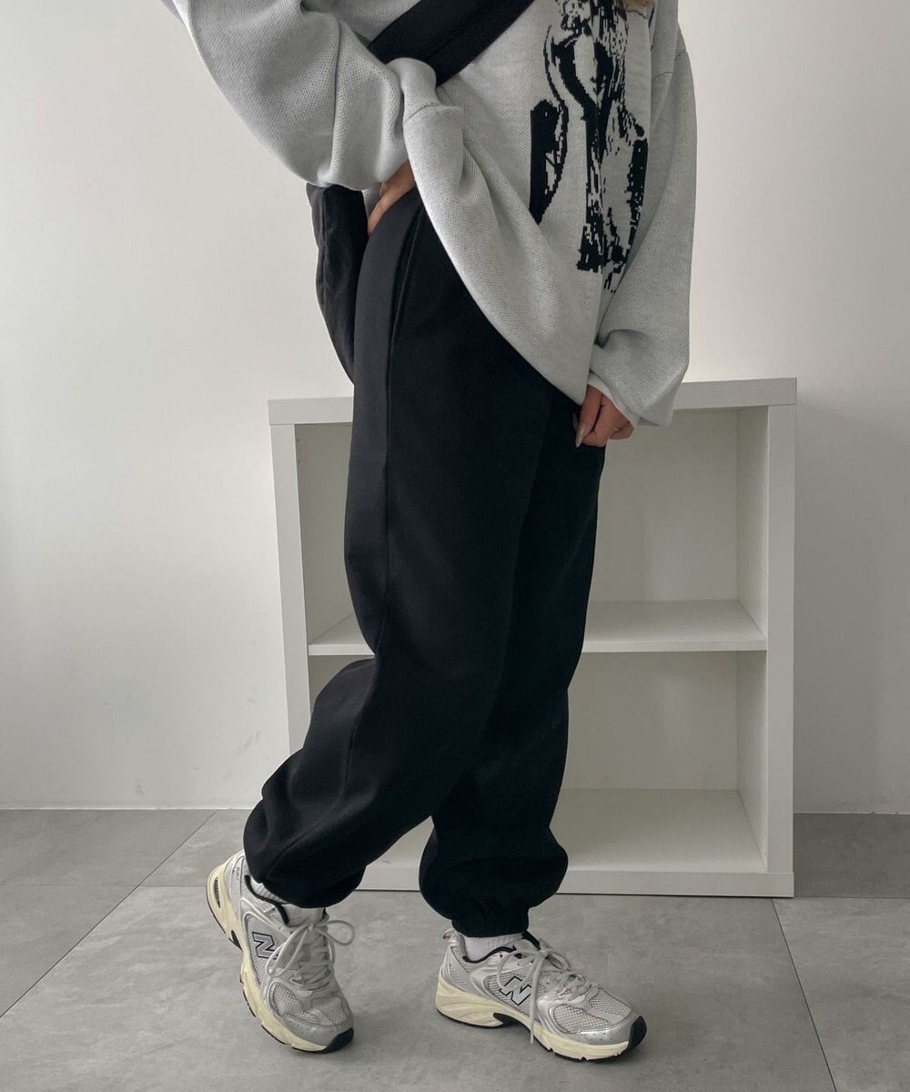 WEGO 【あったか/ウエストゴム】裏起毛スウェットジョガーパンツ 