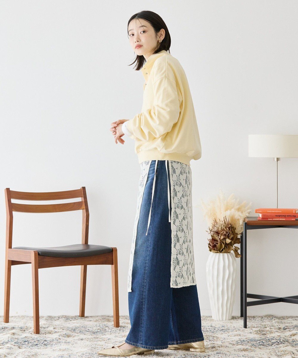 AMERICAN HOLIC 襟付き刺繍入りミニ裏毛プルオーバー 