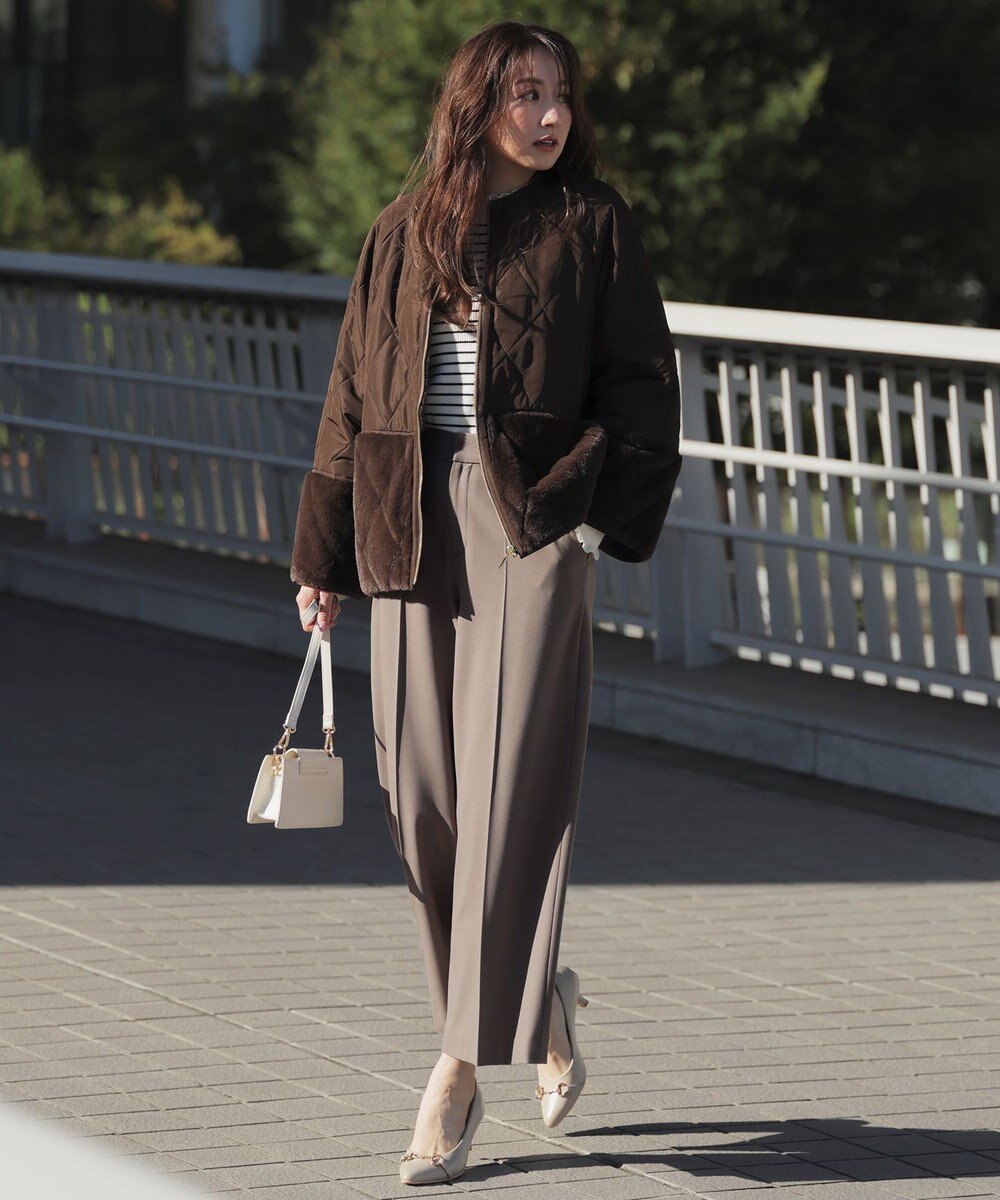 ANY SIS S フェイクファーコンビキルティング アウター 