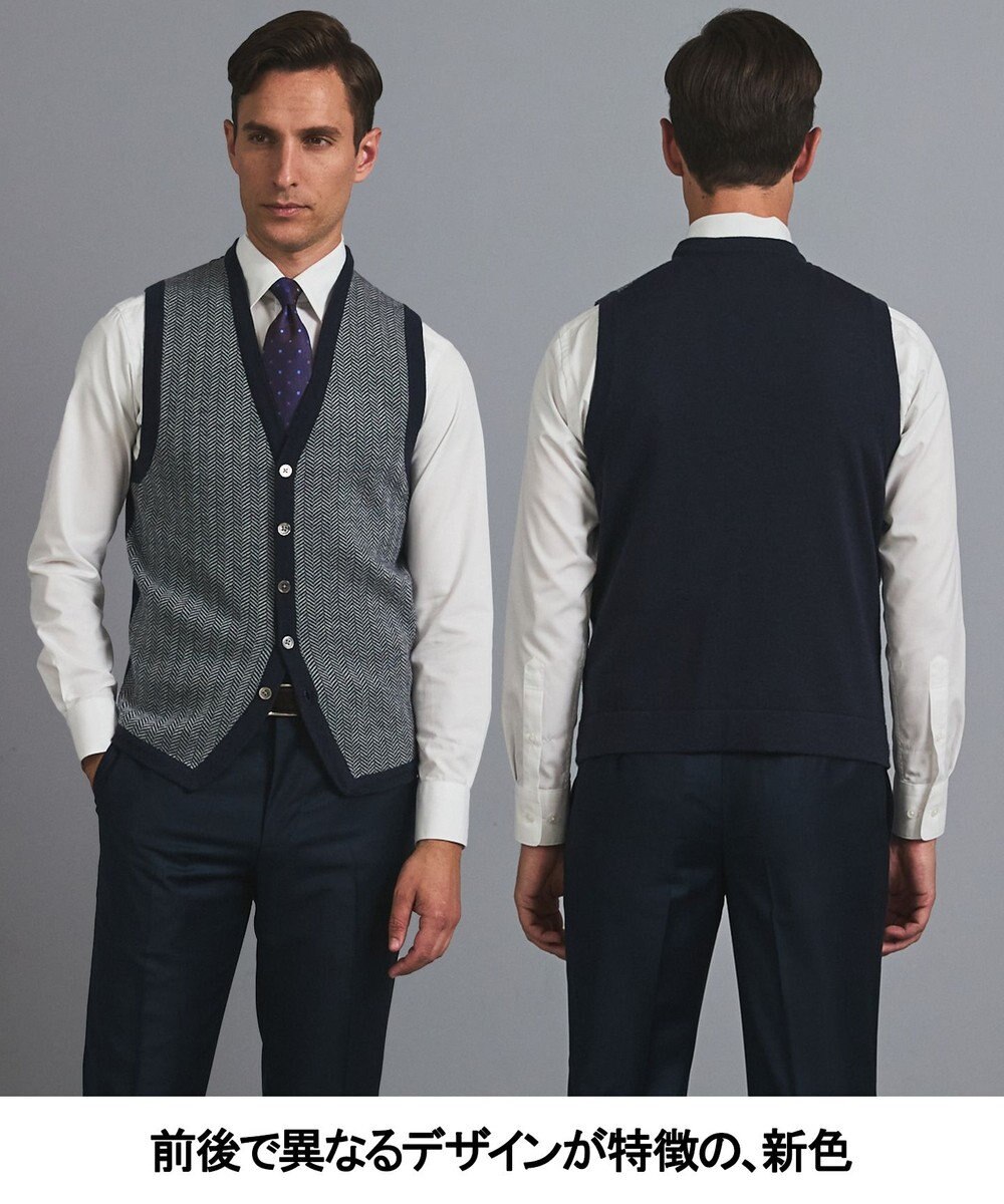 GOTAIRIKU 体温調整に【洗える/チクチクしにくい/ピリングしにくい】イタリア糸 ハイゲージ ベスト_WOOL100% 