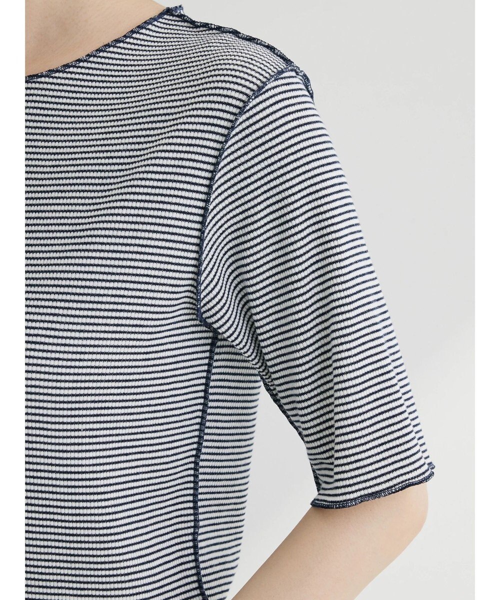 Green Parks メローリブ５分袖ボーダープルオーバー 