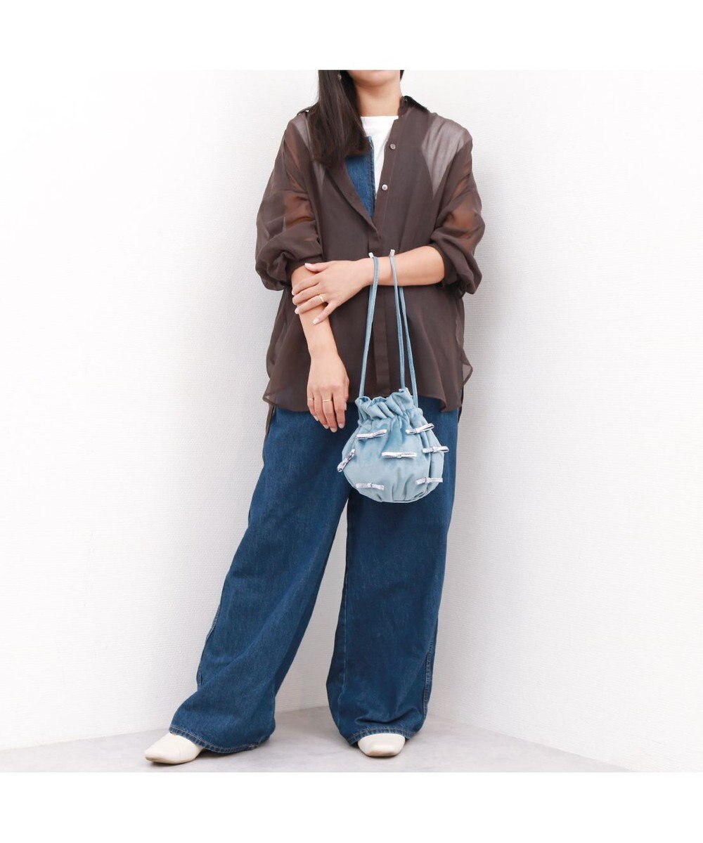 UNBILLION カシュカシュ cachecache / メタリックリボンベロア巾着バッグ 