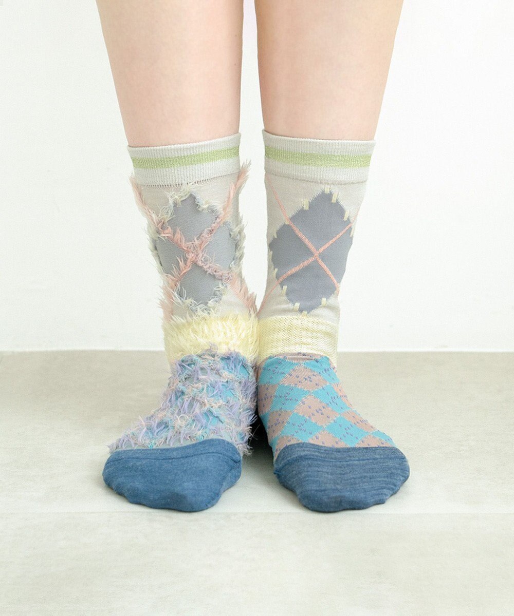 COQ KITSUNE ARGYLE アーガイル リバーシブルファーソックス 
