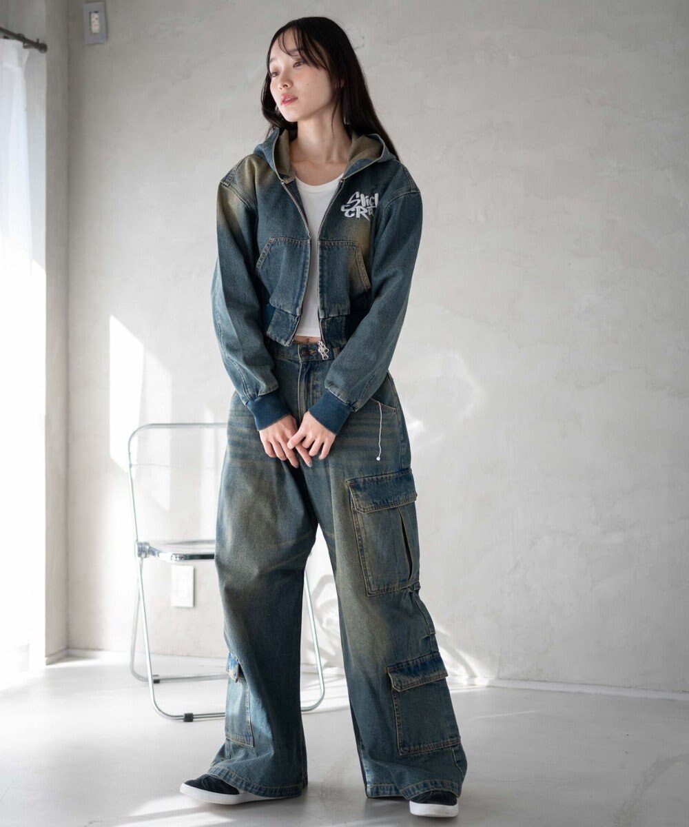 WEGO ヴィンテージウォッシュバギーカーゴパンツ 