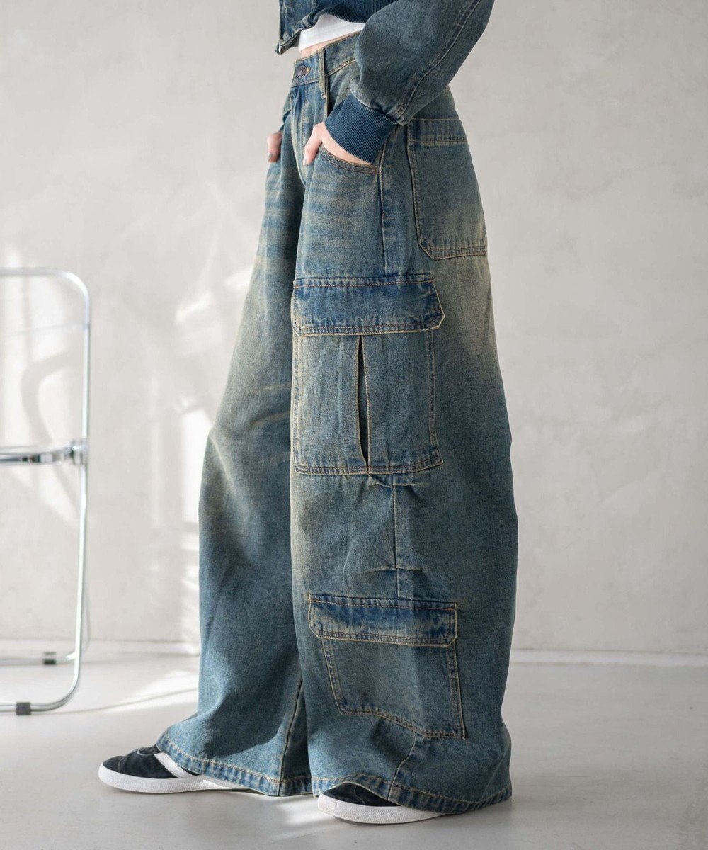 WEGO ヴィンテージウォッシュバギーカーゴパンツ 