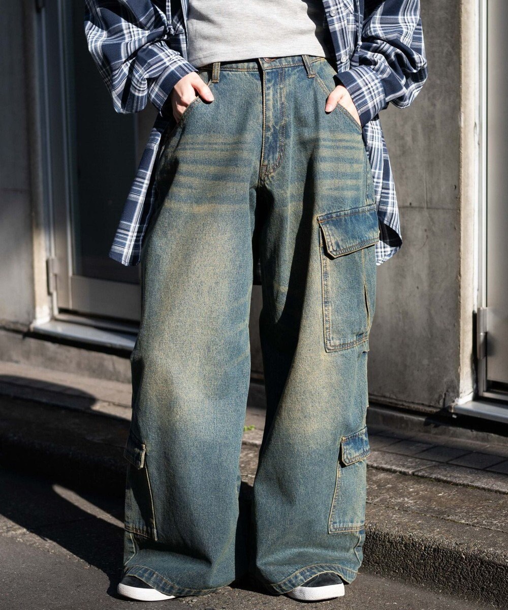 WEGO ヴィンテージウォッシュバギーカーゴパンツ 