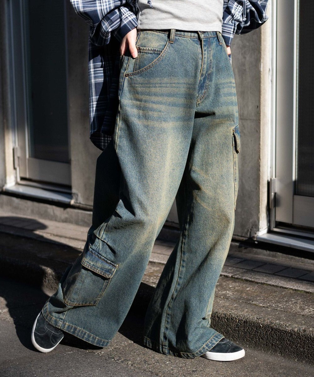 WEGO ヴィンテージウォッシュバギーカーゴパンツ 