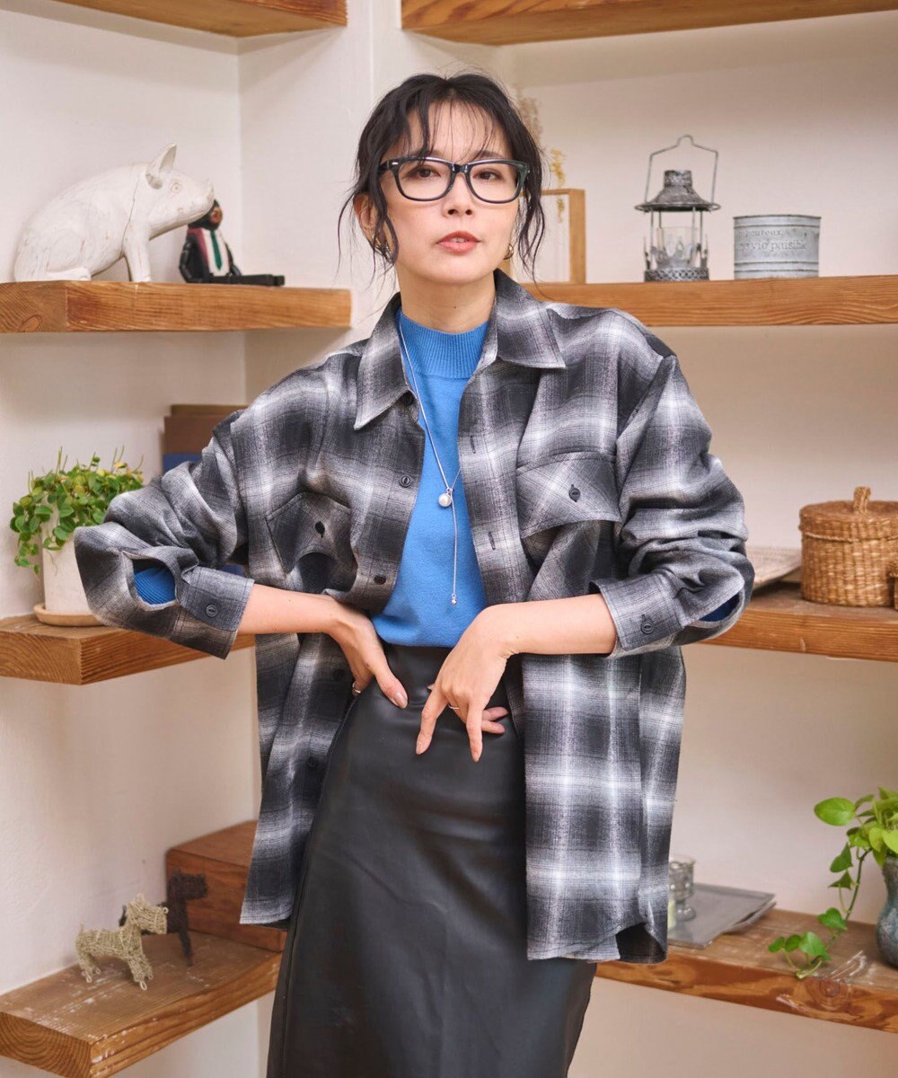 WEGO 【2025年秋冬新作/SMLサイズ展開/ユニセックス着用ITEM】オンブレチェックネルシャツ（LS） 