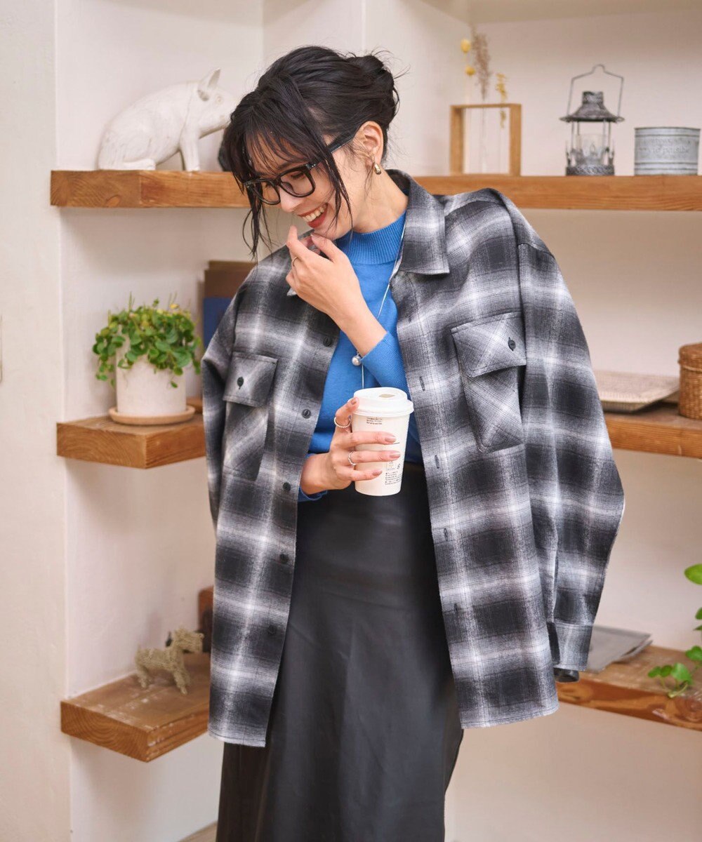 WEGO 【2025年秋冬新作/SMLサイズ展開/ユニセックス着用ITEM】オンブレチェックネルシャツ（LS） 