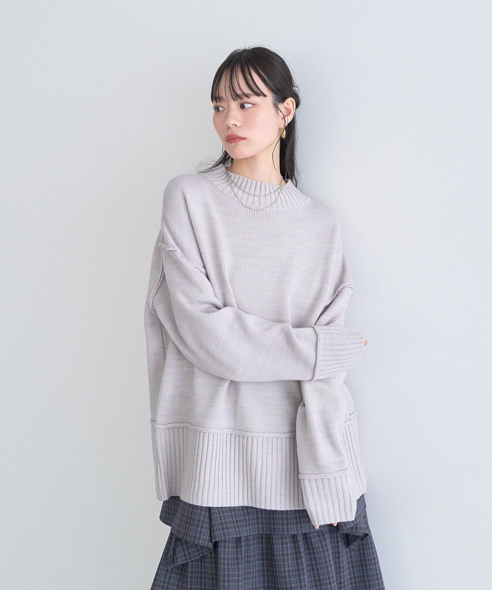 earth music&ecology 【毛玉防止 / 洗濯機洗い可】アンチピリングモックネックバックスリットニット 