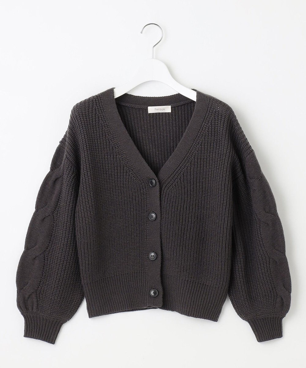 Feroux 【洗える】サイドケーブルバルキー カーディガン 