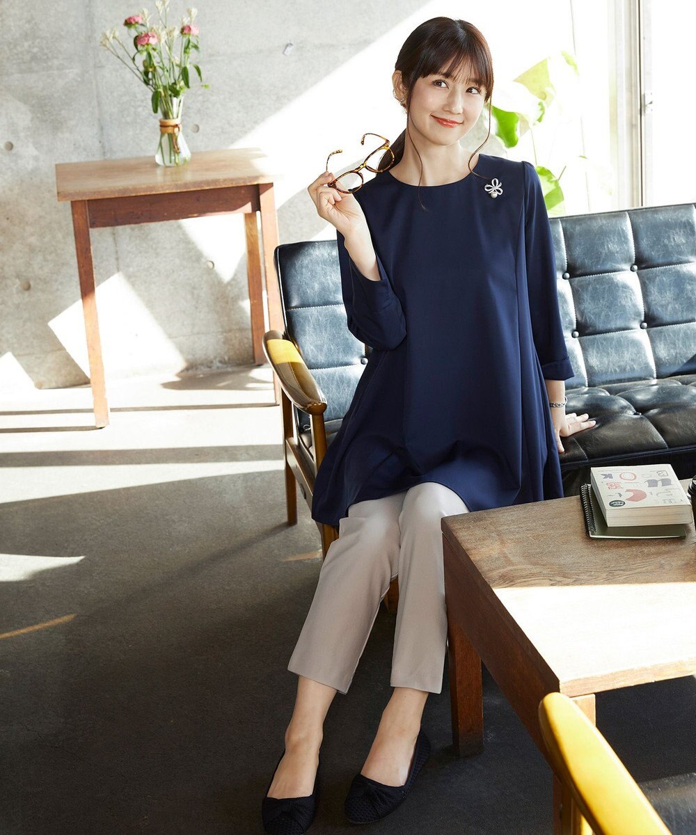 Tiaclasse L 【小倉優子さん着用・選べる袖TYPE・洗える】バックフレアチュニック 