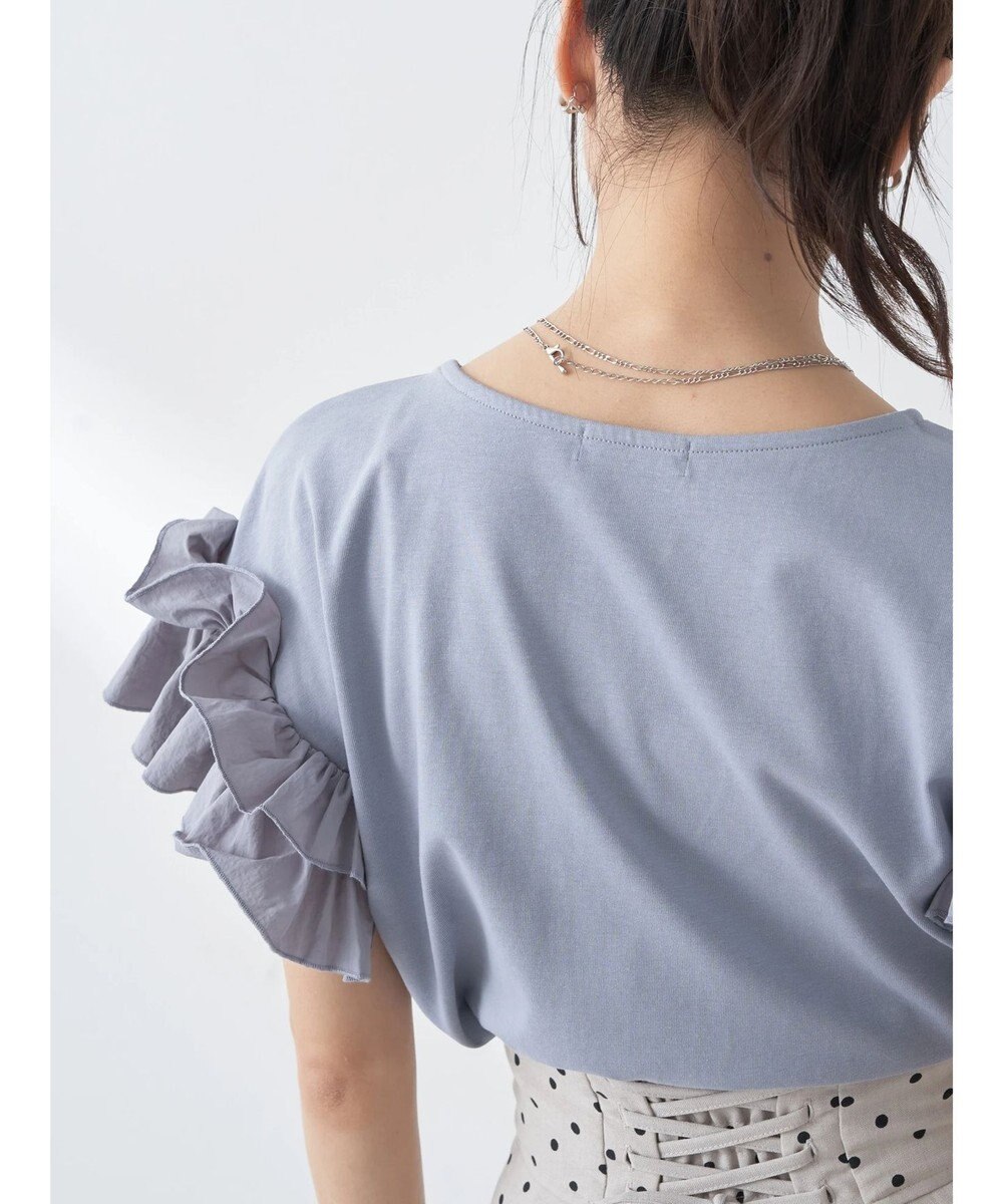 earth music&ecology フリルスリーブカットソー 