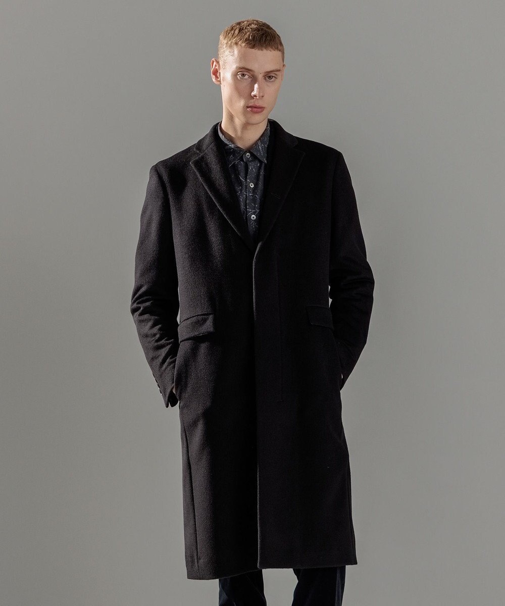 JOSEPH HOMME グロッシーウール 　チェスターコート　＜裏地：フォトコラージュプリント＞ 