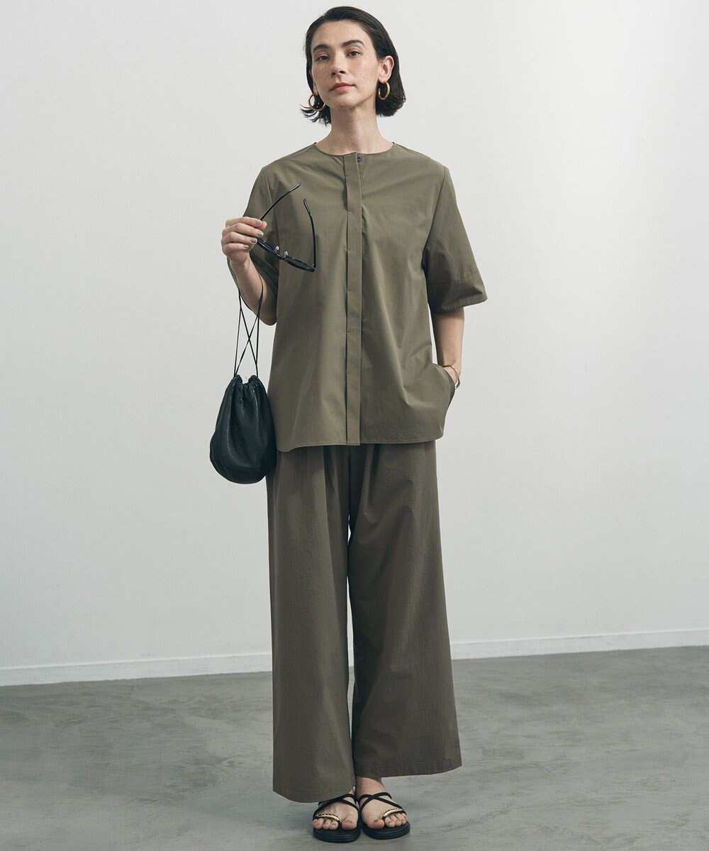 UNFILO 【セットアップ着用可/ウエストゴム】FINE MOVE ギャザーワイドパンツ 